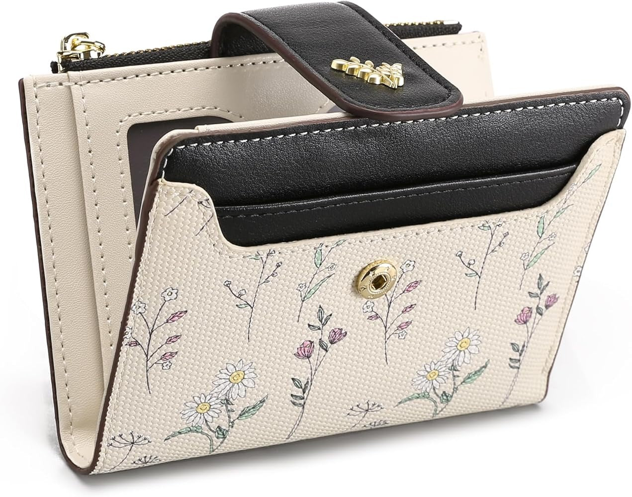 Suphiar Leaf Metal Button Bifold Wallet