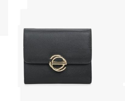 Women's Tri-Fold Small Black Wallet