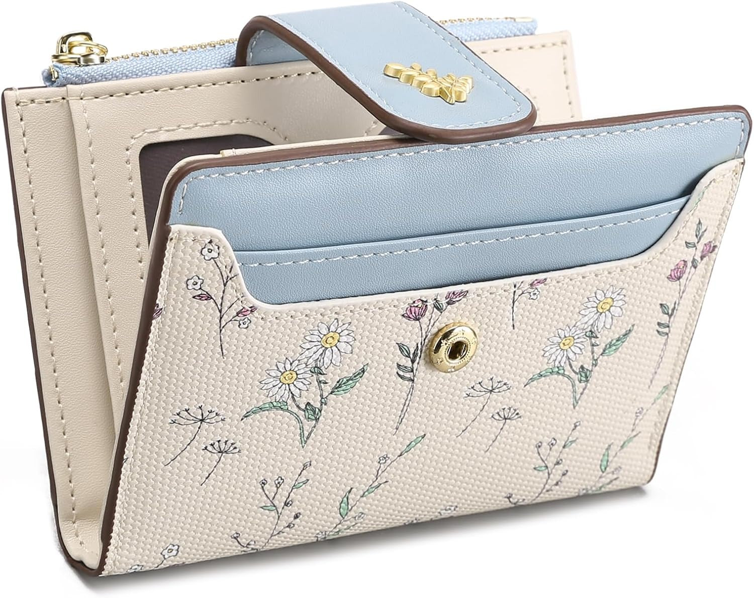 Suphiar Leaf Metal Button Bifold Wallet