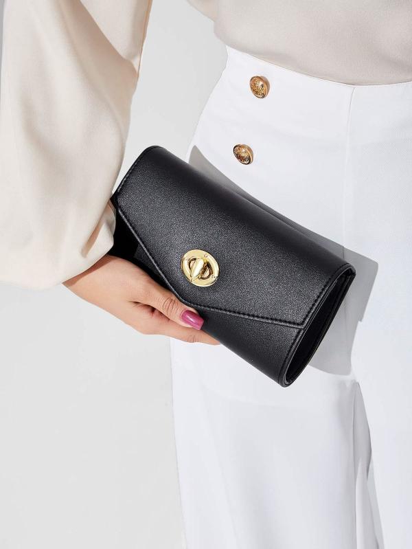 Black elongated clutch wallet