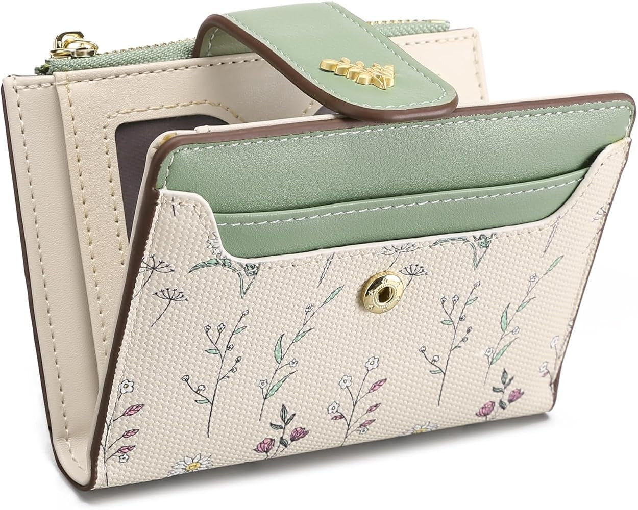 Suphiar Leaf Metal Button Bifold Wallet